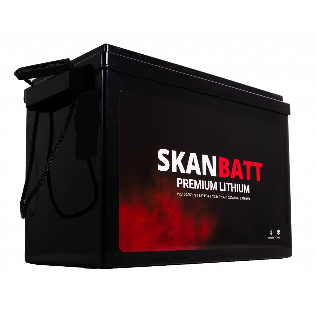SKANBATT Premium Lithium - 12V 325Ah 200A BMS - Bluetooth - Heat - 345x190x245mm - 8 Års garanti