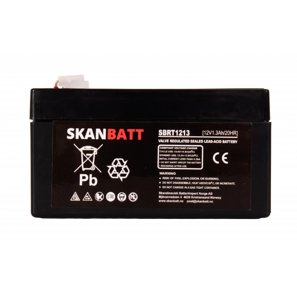 SKANBATT AGM Batteri 12V 1,3AH (97x43x52mm) F1