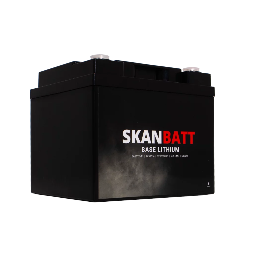 SKANBATT Base Lithium - 12V 50Ah 50A BMS - Bluetooth - 198x166x170mm - 3 Års garanti