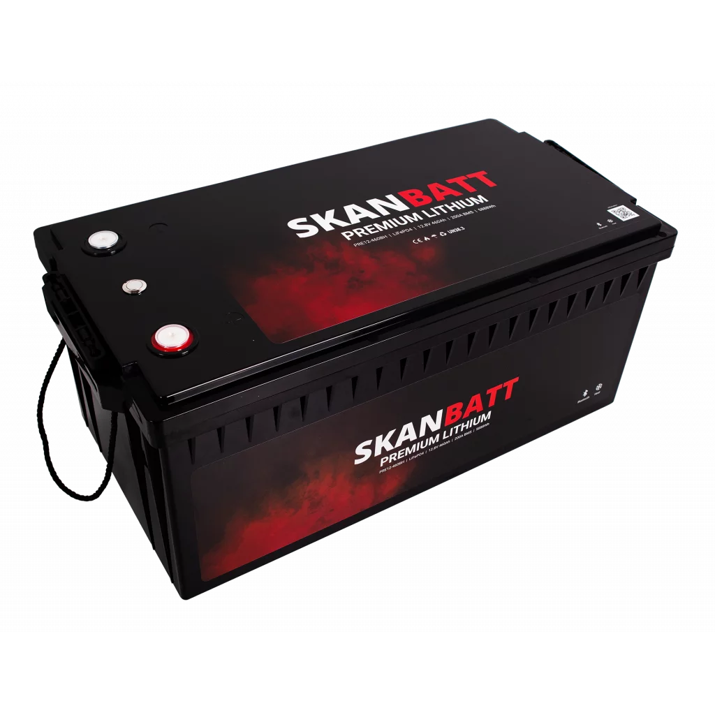 SKANBATT Premium Lithium - 12V 460Ah 200A BMS - Bluetooth - Heat - 522x218x268mm - 8 Års garanti