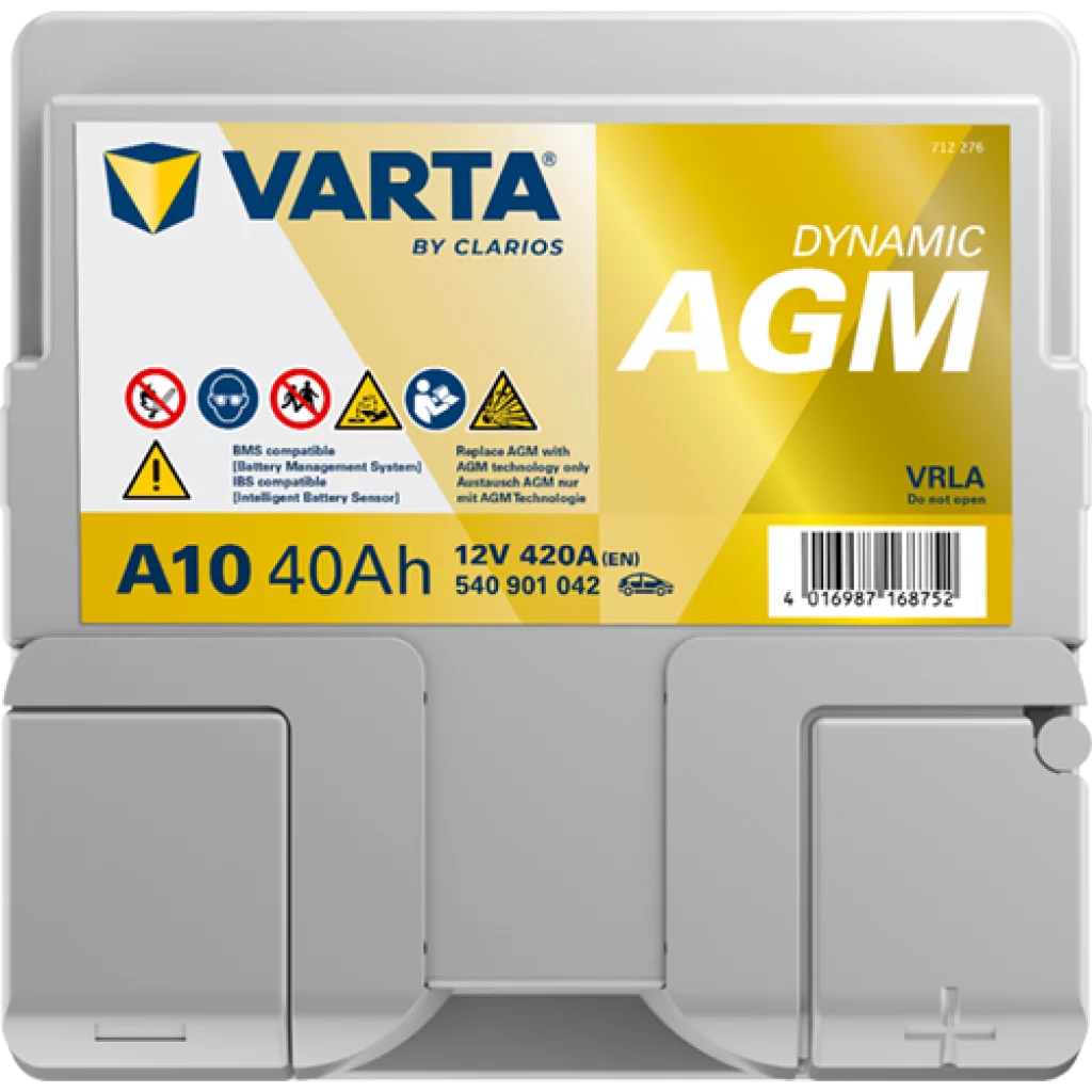 VARTA A10 Dynamic AGM Batteri 12V 40AH 420CCA (175x175x190mm) +höger