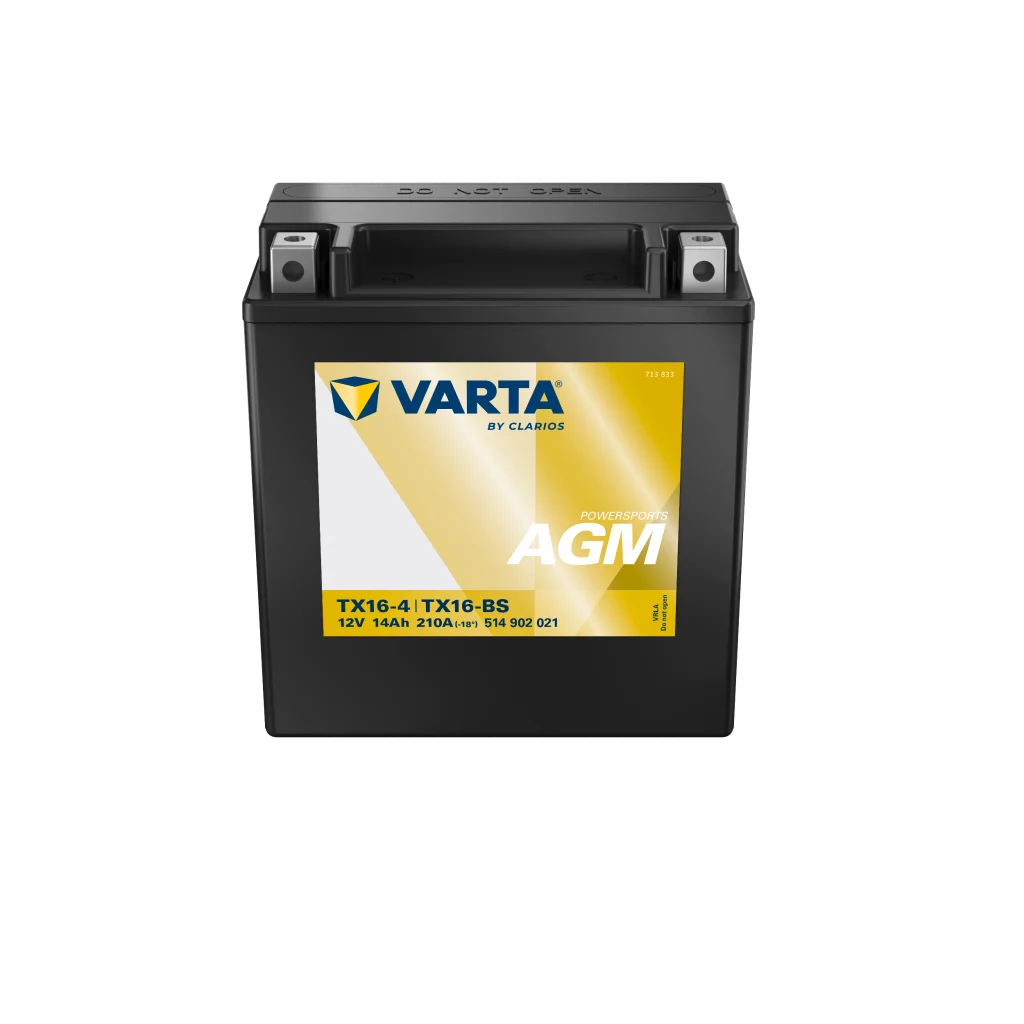 VARTA AGM MC Batteri 12V 14AH 210CCA (150x87x161mm) +vänster TX16-BS