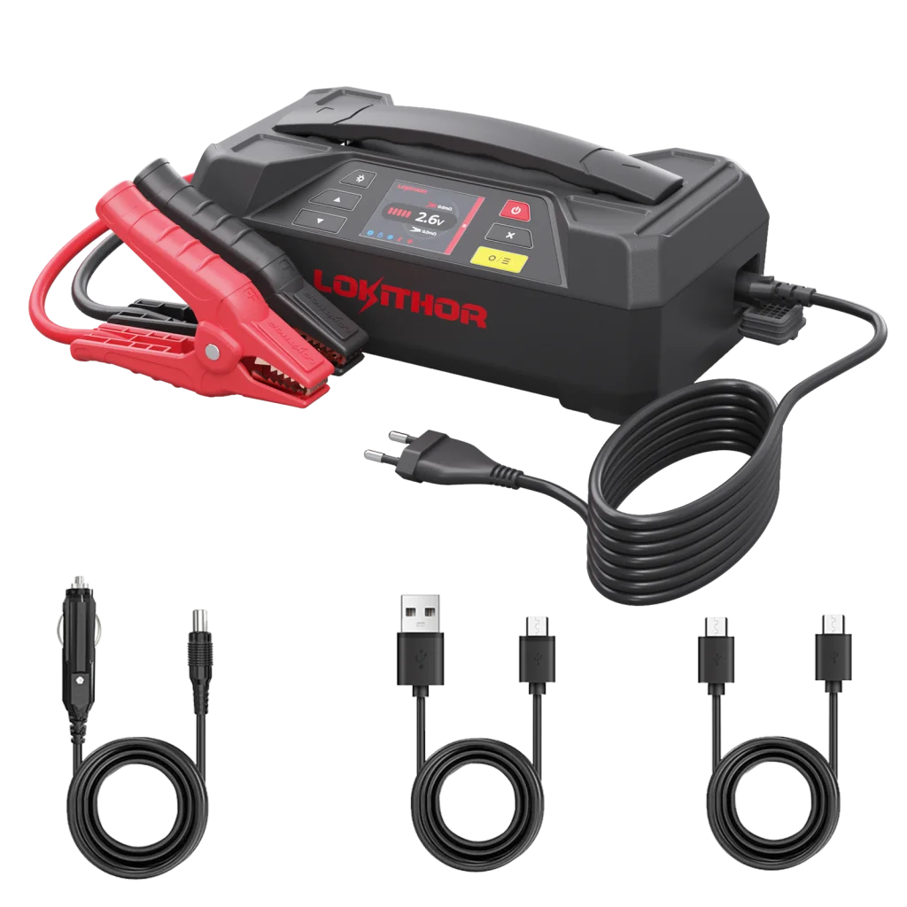 LOKITHOR Lithium Startbooster 12V 4250A med 6A Batteriladdare och 12V Batteritestare