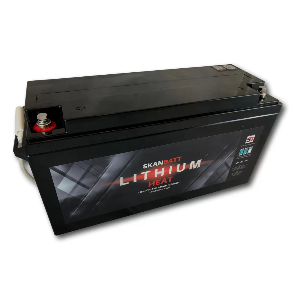 SKANBATT HEAT Lithium Batteri 24V 100AH 100BMS - BLUETOOTH OCH VÄRME