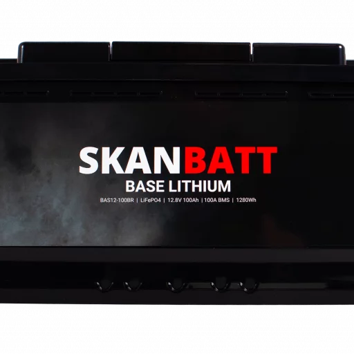 SKANBATT Base Lithium - 12V 100Ah 100A BMS - Bluetooth - 355x175x190mm - 3 Års garanti - Husbil