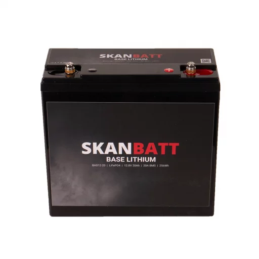 SKANBATT Base Lithium - 12V 20Ah 20A BMS - 180x75x165mm - 3 Års garanti