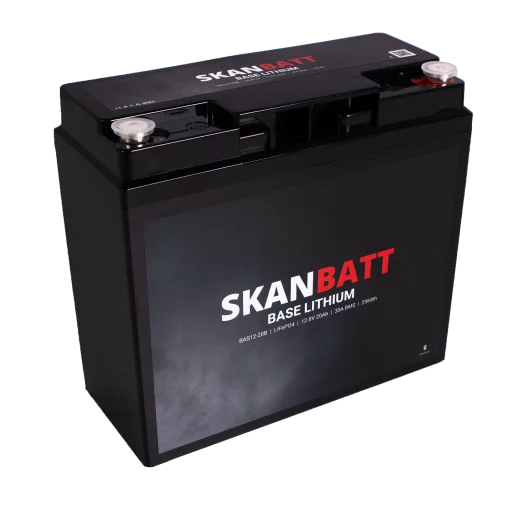 SKANBATT Base Lithium - 12V 20Ah 30A BMS - Bluetooth - 180x75x165mm - 3 Års garanti