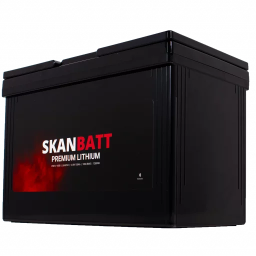 SKANBATT Premium Lithium - 12V 100Ah 100A BMS - Bluetooth - 306x172x212mm - 8 Års garanti