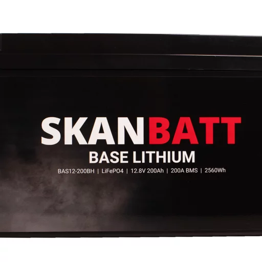 SKANBATT Base Lithium - 12V 200Ah 200A BMS - Bluetooth - Heat - 485x170x240mm - 3 Års garanti