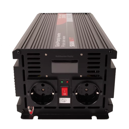 SKANBATT Inverter 12V 2000W Ren Sinus med Nätprioritering och Trådlös Fjärrkontroll 420x165x120mm