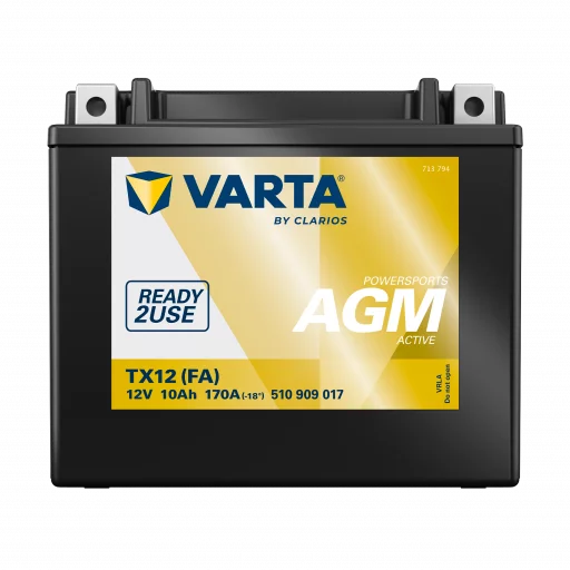 VARTA AGM MC Batteri 12V 10AH 170CCA (150x87x130mm) +vänster TX12 (FA)