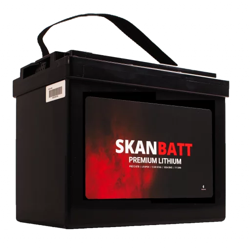 SKANBATT Premium Lithium - 12V 87Ah 100A BMS - 260x168x212mm - Bluetooth - 8 Års garanti