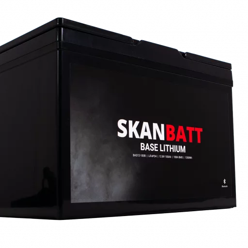 SKANBATT Base Lithium - 12V 100Ah 100A BMS - Bluetooth - 307x169x215mm - 3 Års garanti