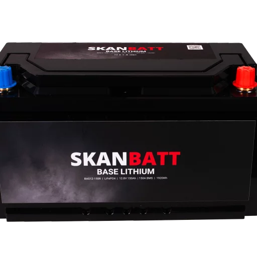 SKANBATT Base Lithium - 12V 150Ah 150A BMS - 355x175x190mm - 3 Års garanti - Husbil