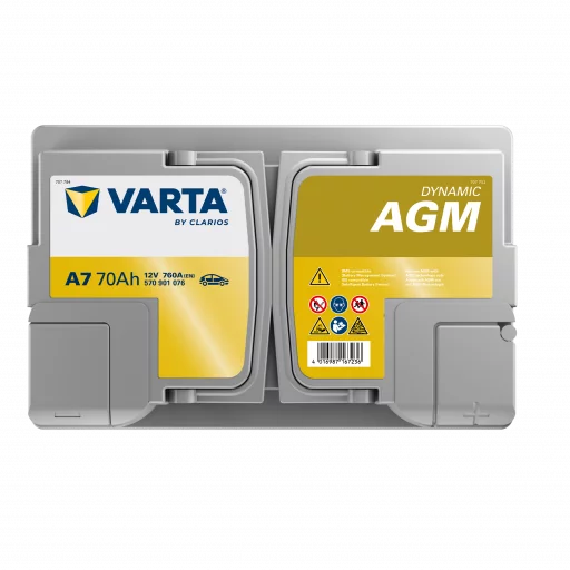 VARTA A7 Dynamic AGM Batteri 12V 70AH 760CCA (278x175x190mm) +höger xEV