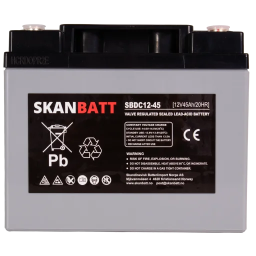 SKANBATT AGM Deep Cycle Batteri 12V 45AH (197x165x169mm) +höger