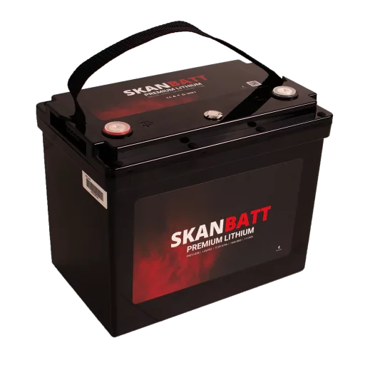 SKANBATT Premium Lithium - 12V 87Ah 100A BMS - 260x168x212mm - Bluetooth - 8 Års garanti