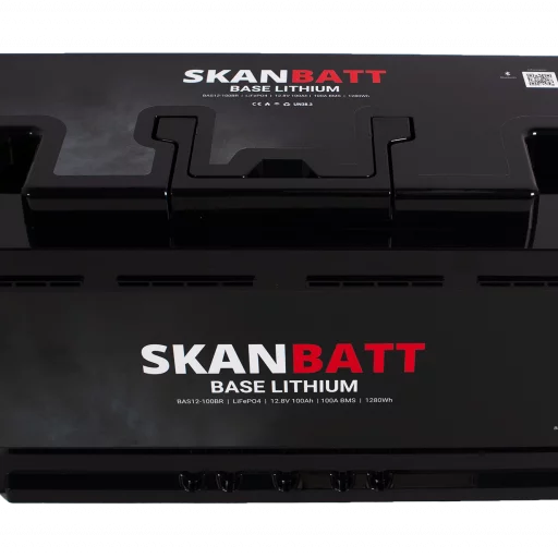 SKANBATT Base Lithium - 12V 100Ah 100A BMS - Bluetooth - 355x175x190mm - 3 Års garanti - Husbil