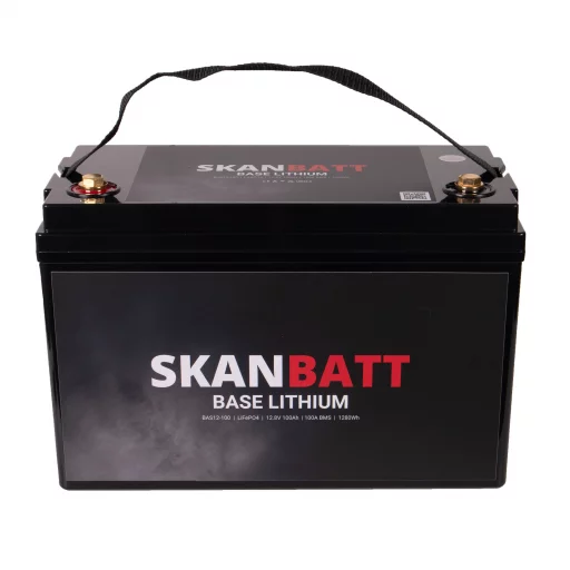 SKANBATT Base Lithium - 12V 100Ah 100A BMS - 326x173x215mm - 3 Års garanti