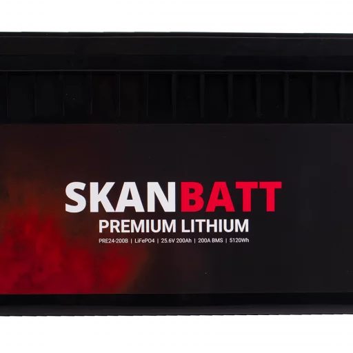 SKANBATT Premium Lithium - 24V 200Ah 200A BMS - 522x240x218mm - Bluetooth - 8 Års garanti