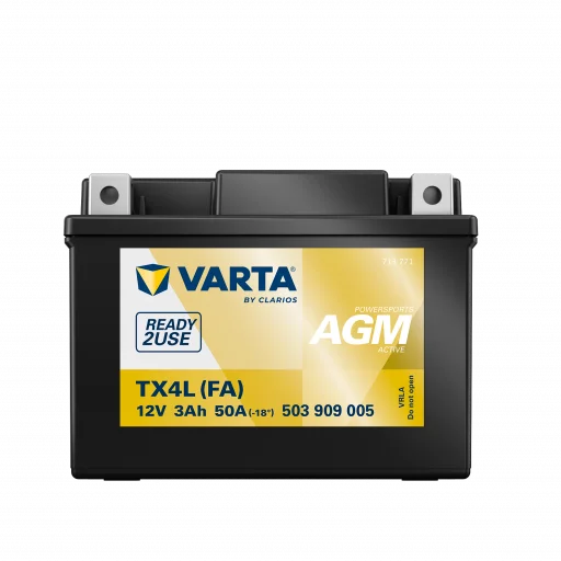 VARTA AGM MC Batteri 12V 3AH 50CCA (113x70x87mm) +höger TX4L (FA)