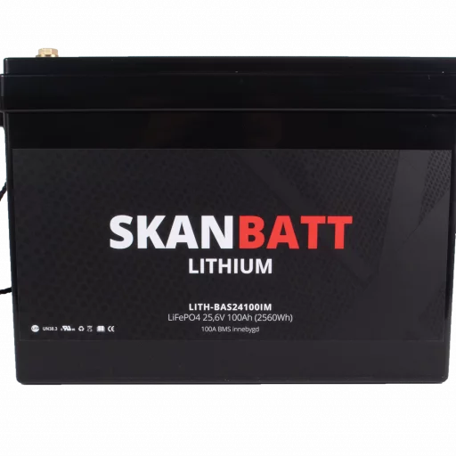 SKANBATT Base Lithium - 24V 100Ah 100A BMS - 330x175x220mm - 3 Års garanti