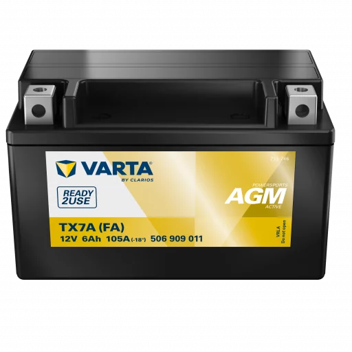 VARTA AGM MC Batteri 12V 6AH 105CCA (150x87x95mm) +vänster TX7A (FA)
