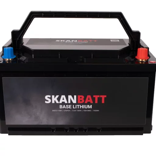 SKANBATT Base Lithium - 12V 150Ah 150A BMS - 355x175x190mm - 3 Års garanti - Husbil