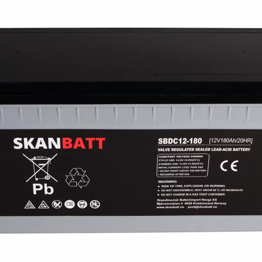 SKANBATT AGM Deep Cycle Batteri 12V 180AH C10 (530x209x219mm) +Höger