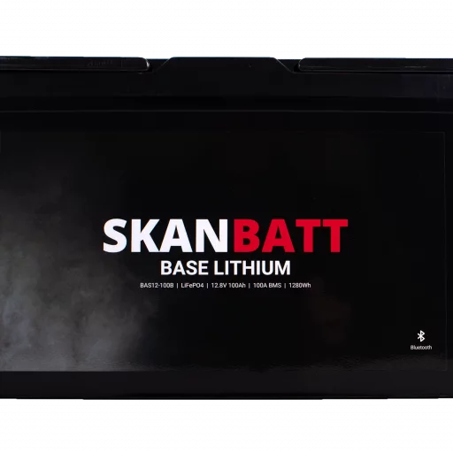 SKANBATT Base Lithium - 12V 100Ah 100A BMS - Bluetooth - 307x169x215mm - 3 Års garanti