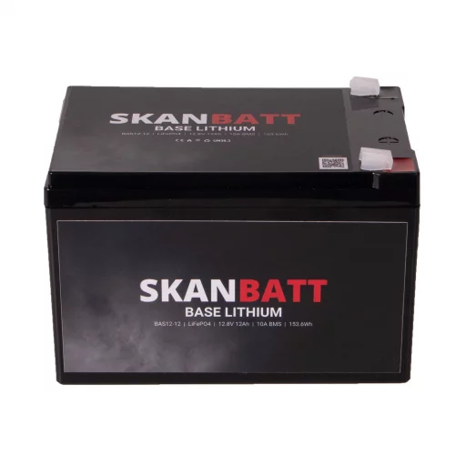 SKANBATT Base Lithium - 12V 12Ah 10A BMS - 151x98x95mm - 3 Års garanti