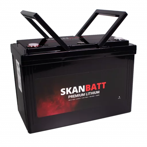 SKANBATT Premium Lithium - 12V 100Ah 100A BMS - Bluetooth - 306x172x212mm - 8 Års garanti