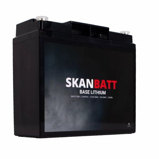 SKANBATT Base Lithium - 12V 20Ah 30A BMS - Bluetooth - 180x75x165mm - 3 Års garanti