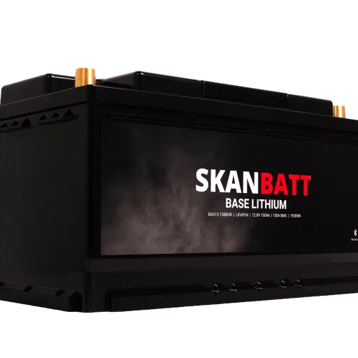 SKANBATT Base Lithium - 12V 150Ah 150A BMS - Bluetooth - Heat - 355x175x190mm - 3 Års garanti - Husbil