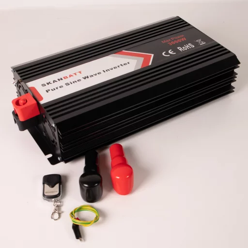 SKANBATT Inverter 12V 3000W (6000W) Ren Sinus med Fjärrkontroll