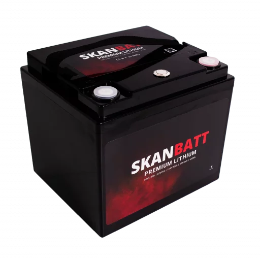 SKANBATT Premium Lithium - 12V 50Ah 60A BMS - Bluetooth - 197x165x174mm - 8 Års garanti