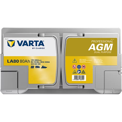 VARTA LA80 Fritidsbatteri AGM Batteri 12V 80AH 800CCA (315x175x190/190mm) +höger