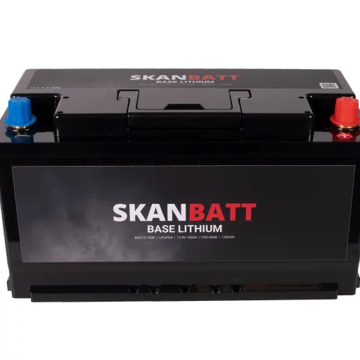 SKANBATT Base Lithium - 12V 100Ah 100A BMS - 355x175x190mm - 3 Års garanti - Husbil