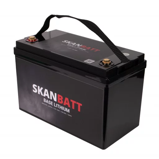 SKANBATT Base Lithium - 12V 100Ah 100A BMS - 326x173x215mm - 3 Års garanti