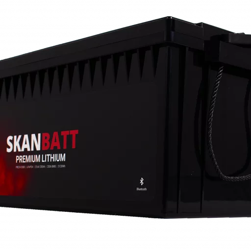 SKANBATT Premium Lithium - 24V 200Ah 200A BMS - 522x240x218mm - Bluetooth - 8 Års garanti