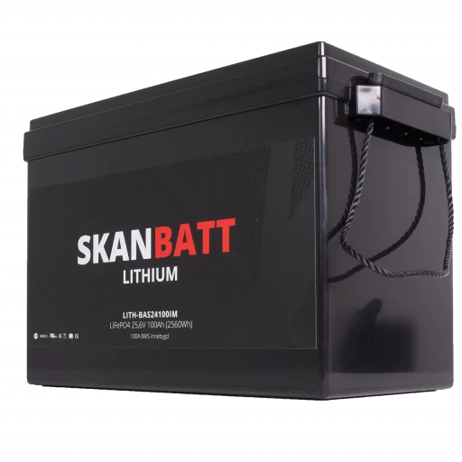SKANBATT Base Lithium - 24V 100Ah 100A BMS - 330x175x220mm - 3 Års garanti