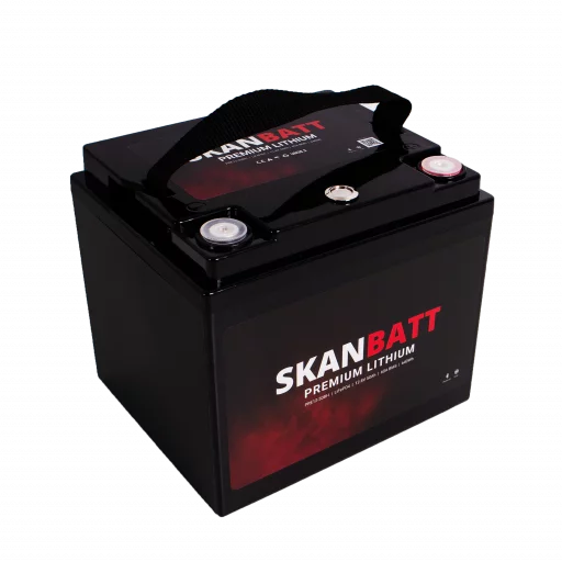 SKANBATT Premium Lithium - 12V 50Ah 60A BMS - Bluetooth - Heat - 197x165x174mm - 8 Års garanti