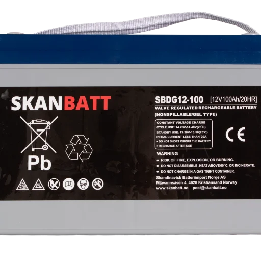 SKANBATT GEL Deep Cycle Batteri 12V 100AH (328x169x222mm) +vänster