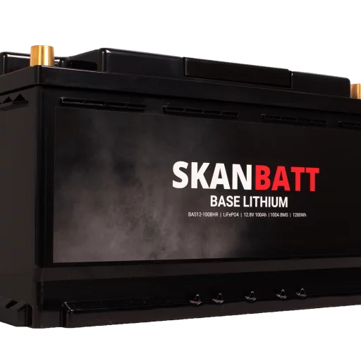 SKANBATT Base Lithium - 12V 100Ah 100A BMS - Bluetooth - Heat - 355x175x190mm - 3 Års garanti - Husbil