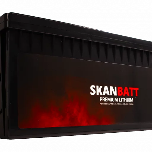 SKANBATT Premium Lithium - 12V 300Ah 200A BMS - Bluetooth - Heat - 522x218x268mm - 8 Års garanti
