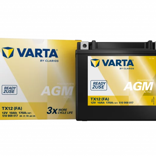 VARTA AGM MC Batteri 12V 10AH 170CCA (150x87x130mm) +vänster TX12 (FA)