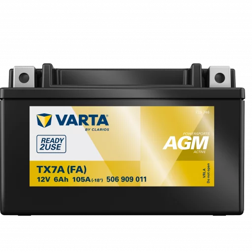 VARTA AGM MC Batteri 12V 6AH 105CCA (150x87x95mm) +vänster TX7A (FA)