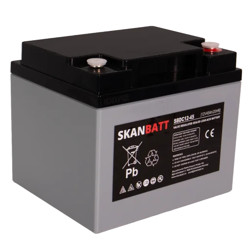 SKANBATT AGM Deep Cycle Batteri 12V 45AH (197x165x169mm) +höger