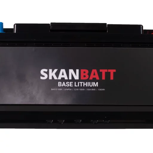 SKANBATT Base Lithium - 12V 100Ah 100A BMS - 355x175x190mm - 3 Års garanti - Husbil