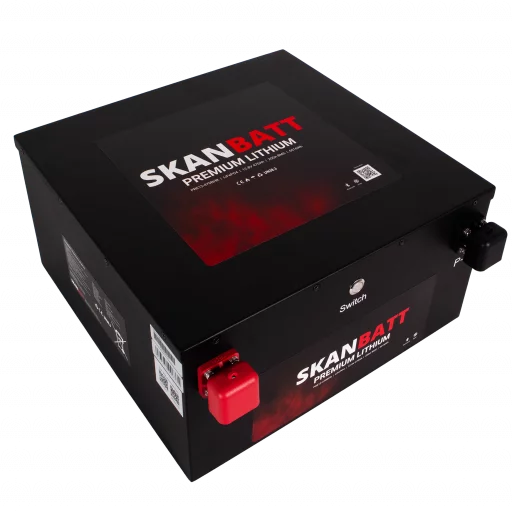 SKANBATT Premium Lithium - 12V 470Ah 200A BMS - Bluetooth - Heat - 360x350x190mm - 8 Års garanti - "Under sätet" modell